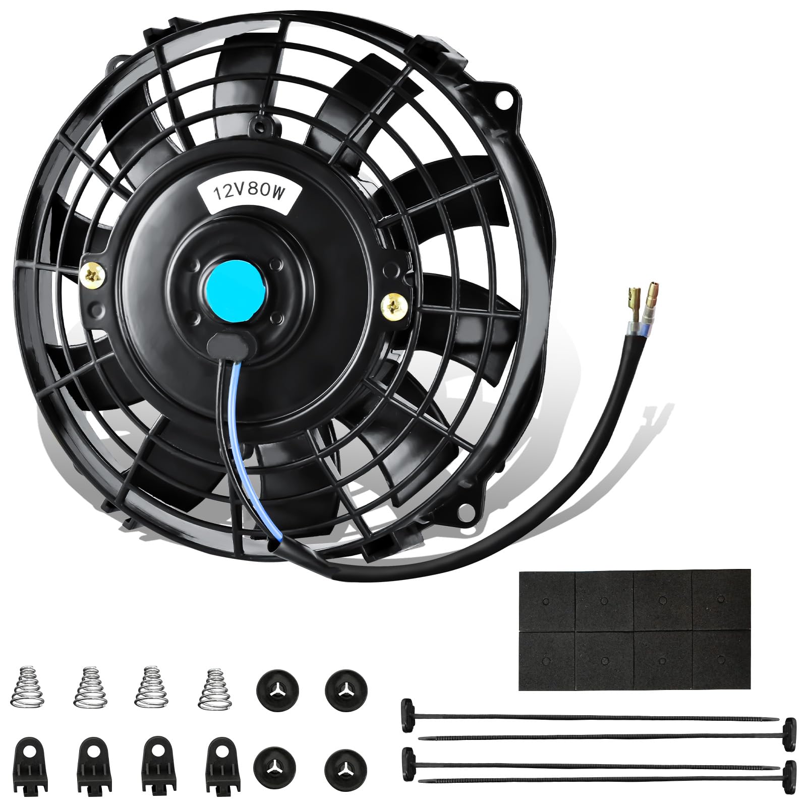 MuHize 7 Inch Electric Radiator Cooling Fan Kit - Upgraded Slim Fan Universal Replacement Engine Fans Only Puller 12V 80W Electric Radiator for The Cooling System and The A/C