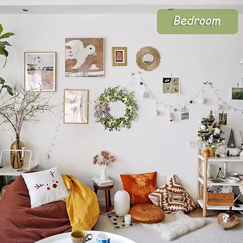 Miniatura 6 de Corona de eucalipto artificial para puerta delantera, corona de hojas verdes de 20 pulgadas para ventana, hogar, porche, granja, patio y jardín,