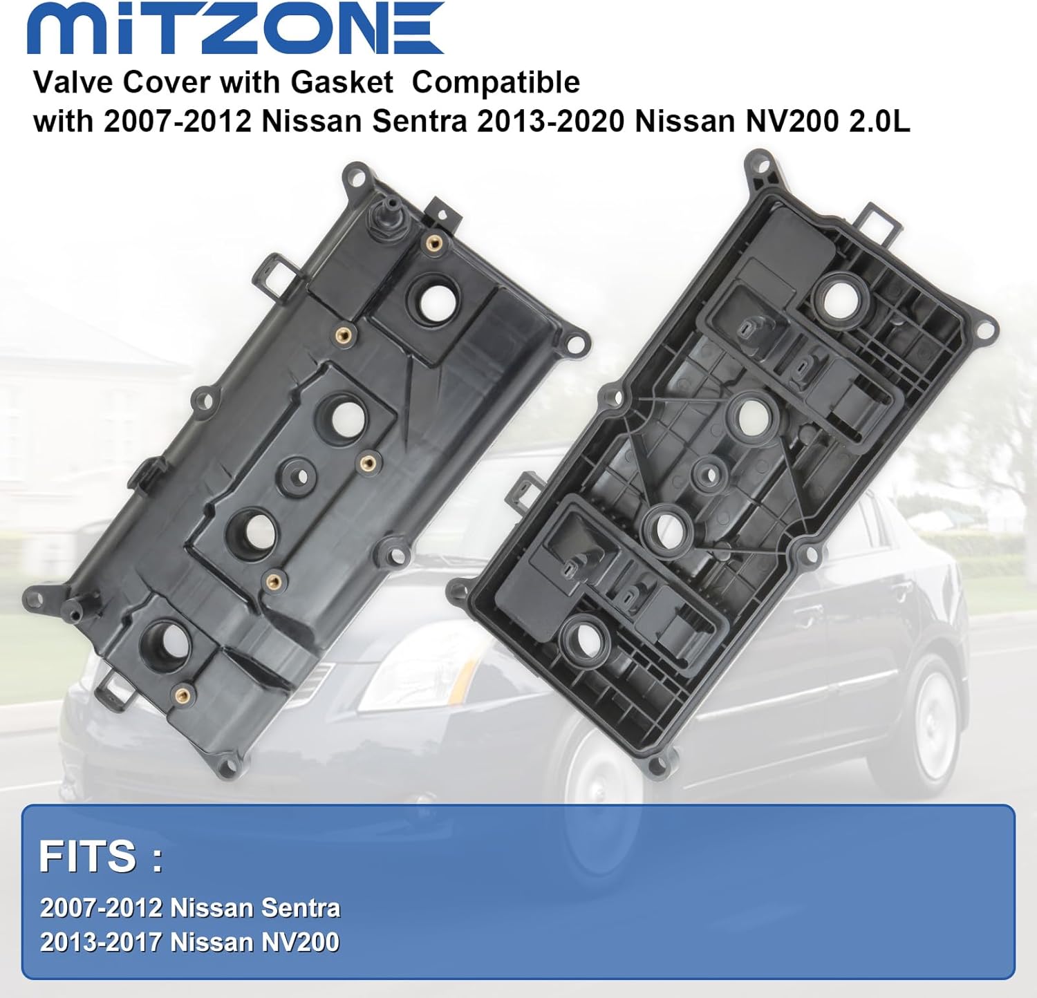 MITZONE Valve Cover with Gasket Compatible with 2007-2012 Nissan Sentra 2013-2020 Nissan NV200 2.0L Repalce 13264-ET00B 13264-ET000 13264-ET00A