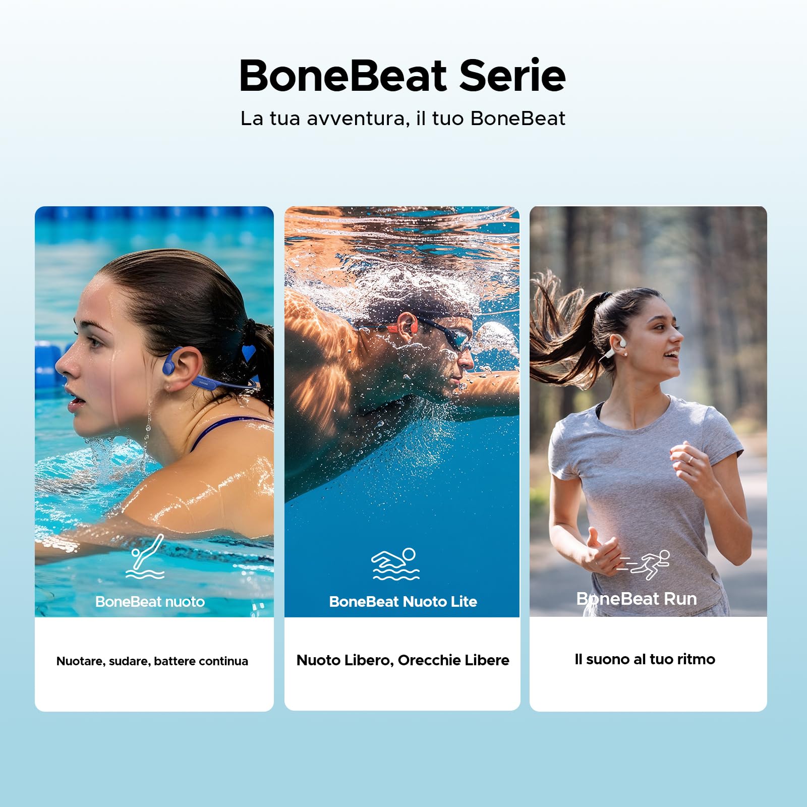 Cuffie Conduzione Ossea IP68 Impermeabili per Nuoto, Auricolari Sportive Bluetooth 5.4, MP3, 32GB, Comodo Silicone, Open-Ear per Corsa, Ciclismo, Palestra,Nero