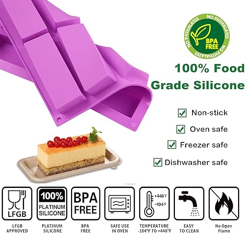 Miniatura 2 de Molde de silicona antiadherente prémium para barras de granola, juego de 2, fácil liberación, limpieza sin esfuerzo y duradero, ideal para hornear,