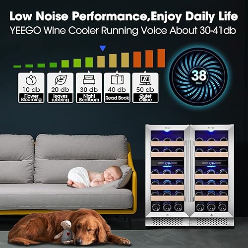 Miniatura 3 de Yeego Refrigerador de vino de 30 pulgadas, dos enfriadores de vino de doble zona de 15 pulgadas, refrigerador lado a lado con puerta reversible