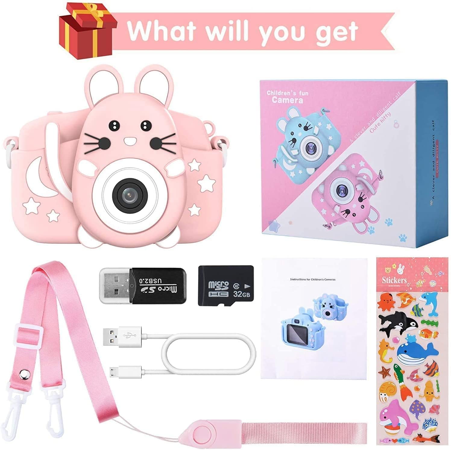 Kids Camera for 3-8 Years Old Toddlers Childrens Boys Girls Christmas Birthday Gifts Selfie Camera 20.0 MP HD 1080P IPS Screen Dual Digital Toy Camera with 32GB SD Card : Toys & Games