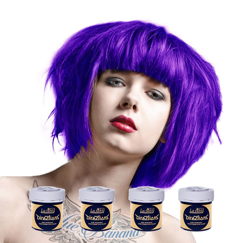 La Riche Directions 4 Pack Of Semi Permanent Hair Dye / Hair Colour (4 x 88ml) - Neon Blue