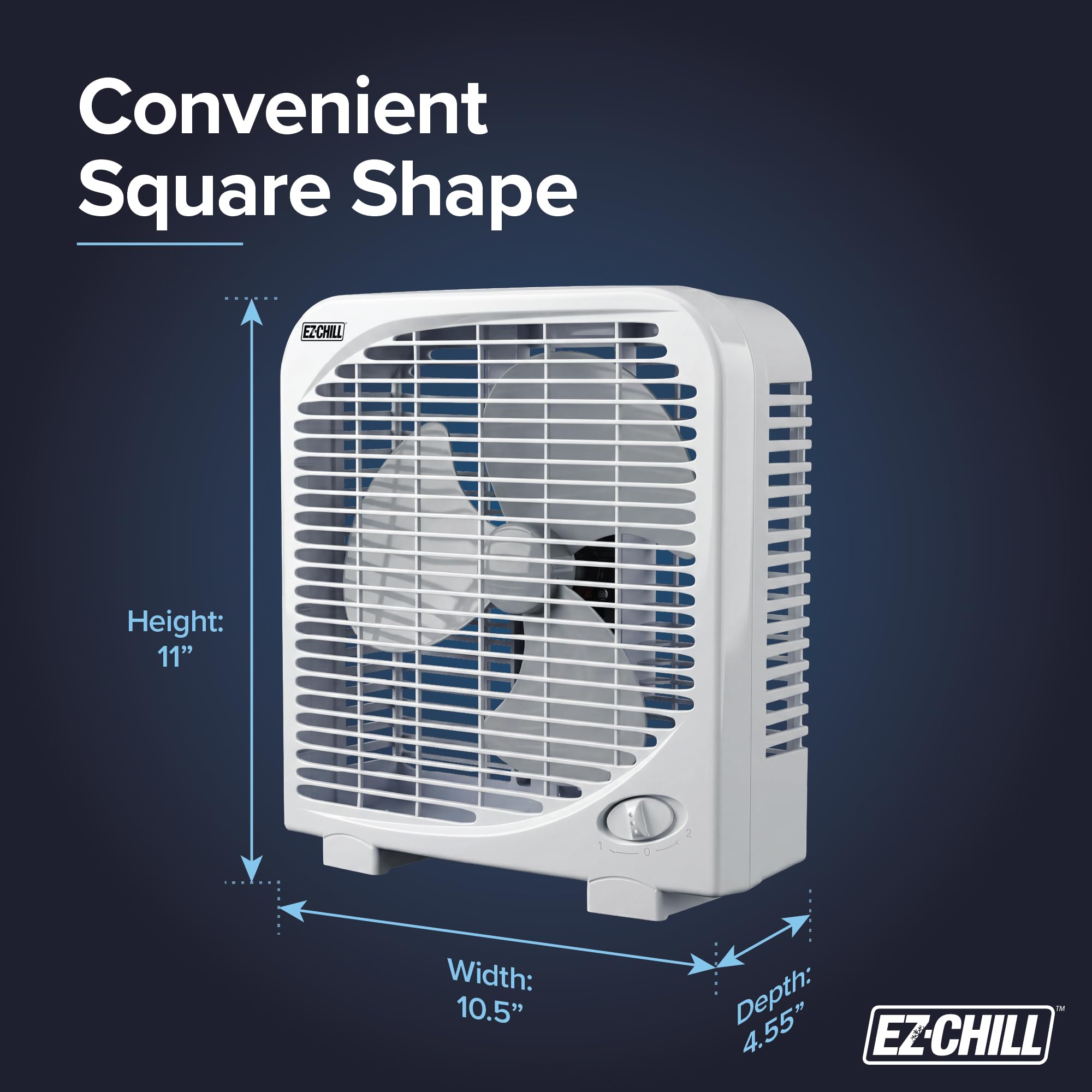 EZ-CHILL 9" Portable Box Fan - Quiet Cooling -8