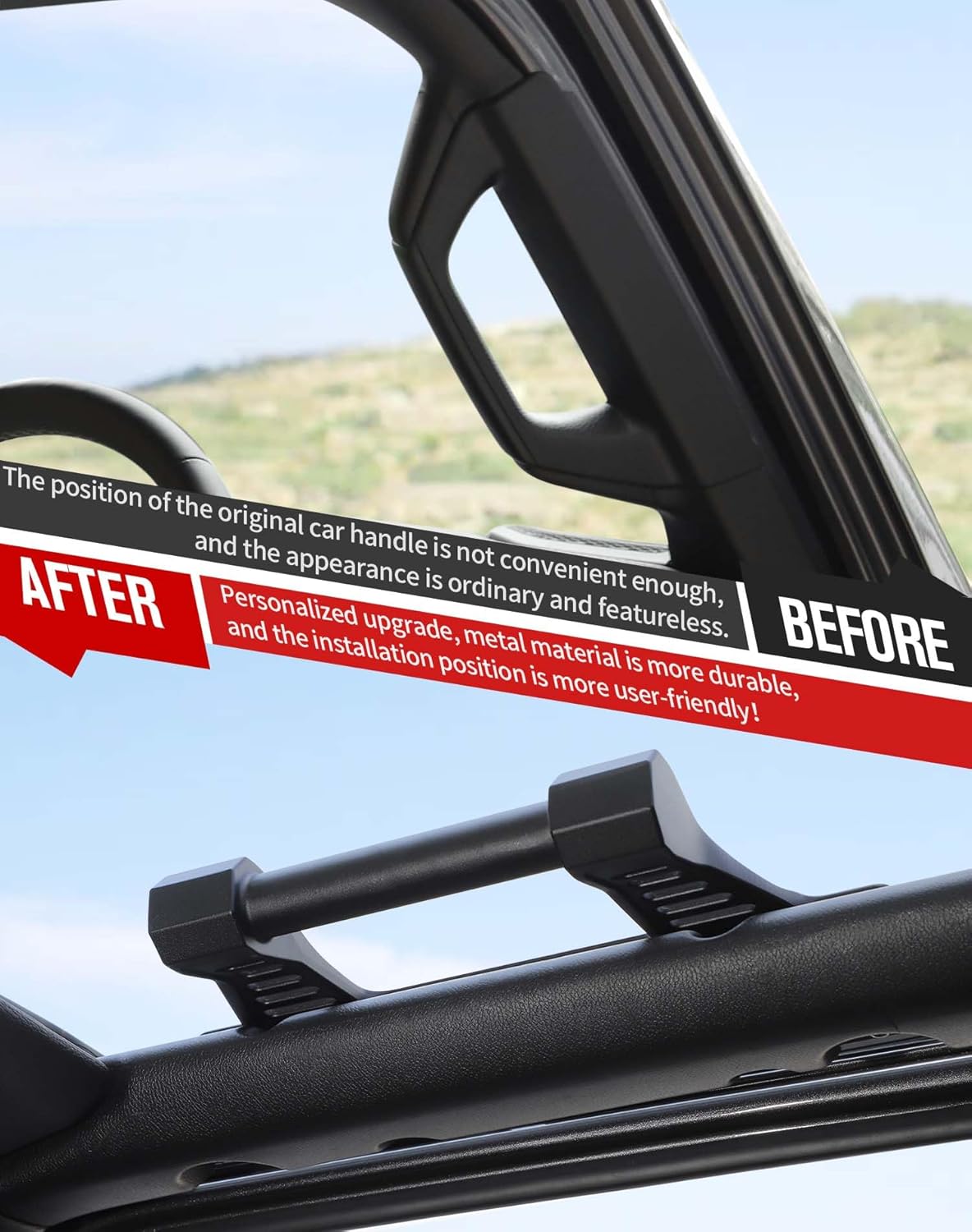 JeCar Grab Handles Aluminum Alloy Roll Bar Handles Interior Accessories Compatible with Jeep Wrangler 2018-2023 JL JLU & 2020-2023 Gladiator JT Truck, 1 Pair