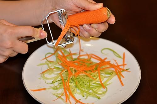 Miniatura 7 de Brieftons Julienne Peeler/Cortador/Cortadora: Serrado de Acero Inoxidable Frutas/Verduras Pelador y Juliana Slicer