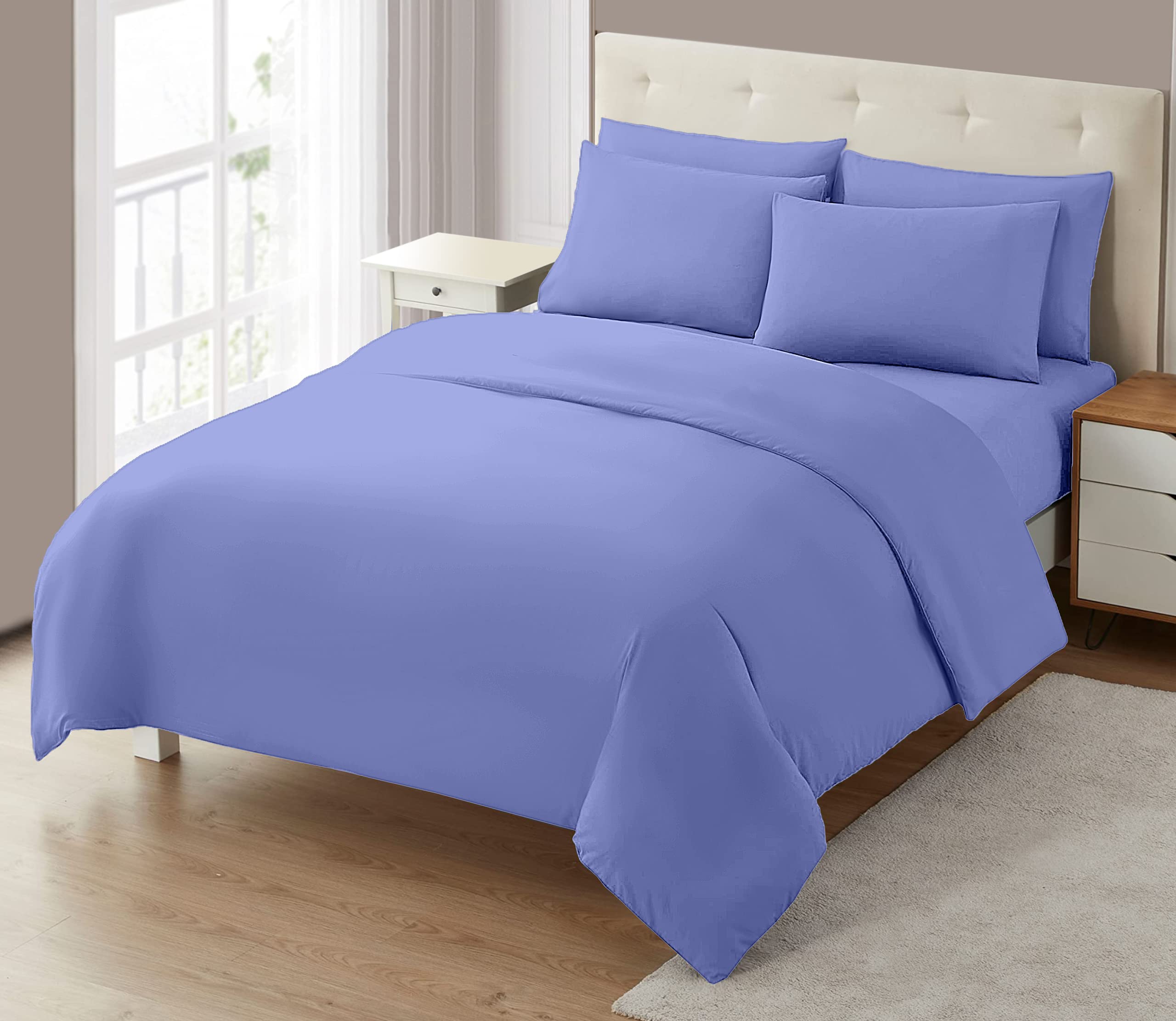 Sapphire Collection 100% Egyptian Cotton 300 Thread Count Duvet Cover With Pillow Case Bedding Set (Double, Blue) - Image 4