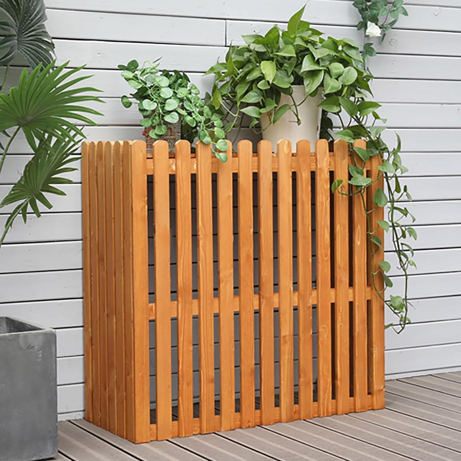 Climatiseur en bois massif cache-unité extérieure pour embellir votre terrasse en été