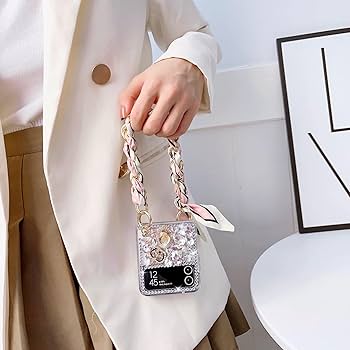 Amazon.com: Omio for Galaxy Z Flip 4 Bling Case with Hand Chain