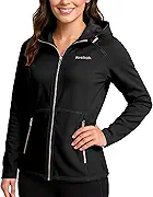 Reebok Womens Softshell Jacket - Super Soft Woven Wind Resistant Womens Fleece Jacket for Golf Running Gym Workout Hiking