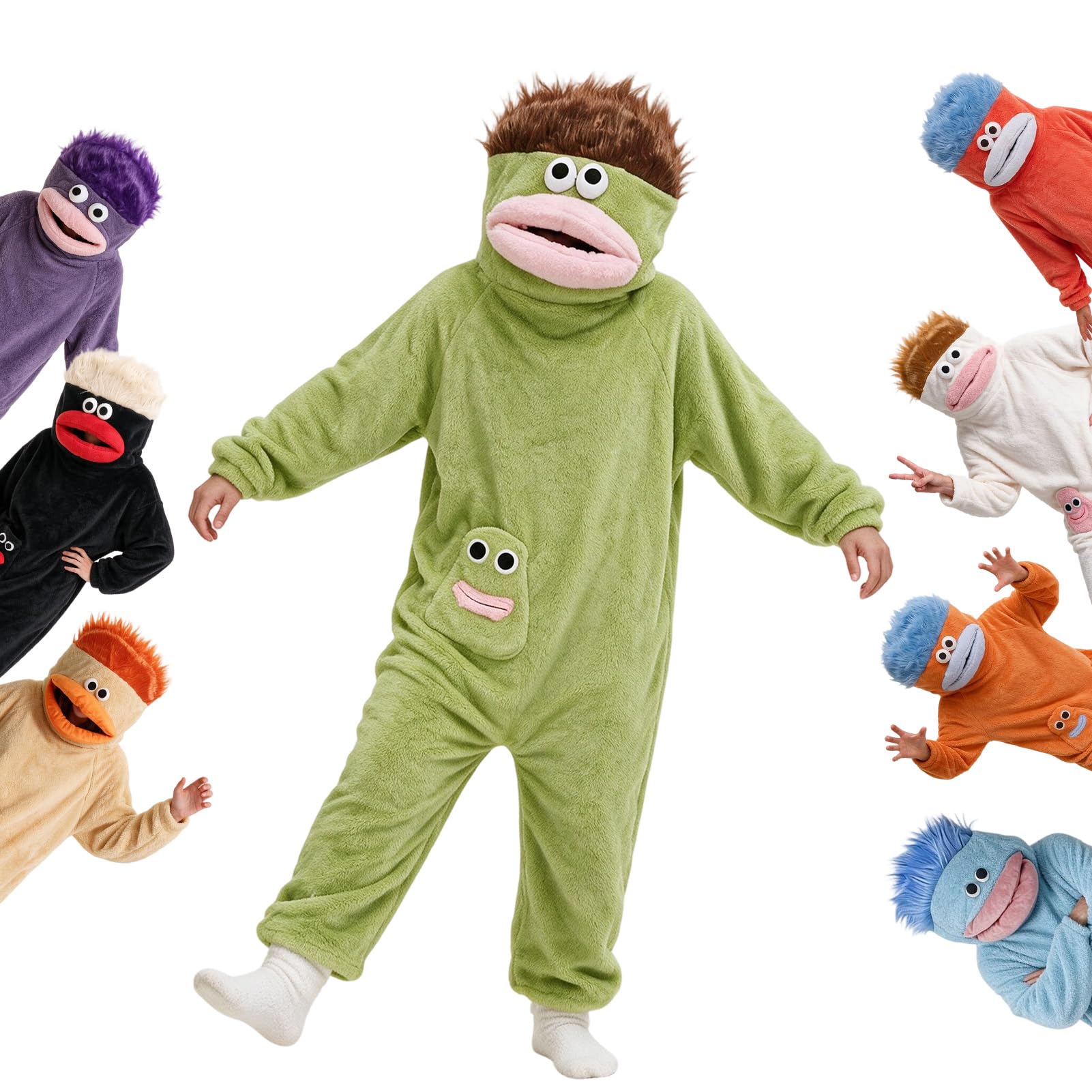 Formemory Big Mouth Monster Einteiler Damen,Silly Onesie Pyjama Erwachsene Plüsch Ganzkörper Pyjama Lustig Kostüm Outfit