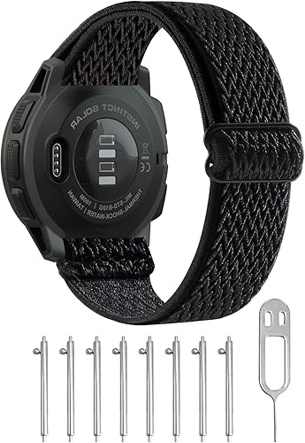 Miniatura 3 de Paquete de 3 correas de nailon Strecty de 0.866 in compatibles con Garmin InstinctInstinct 2 SolarTacticalSolarTideEsports