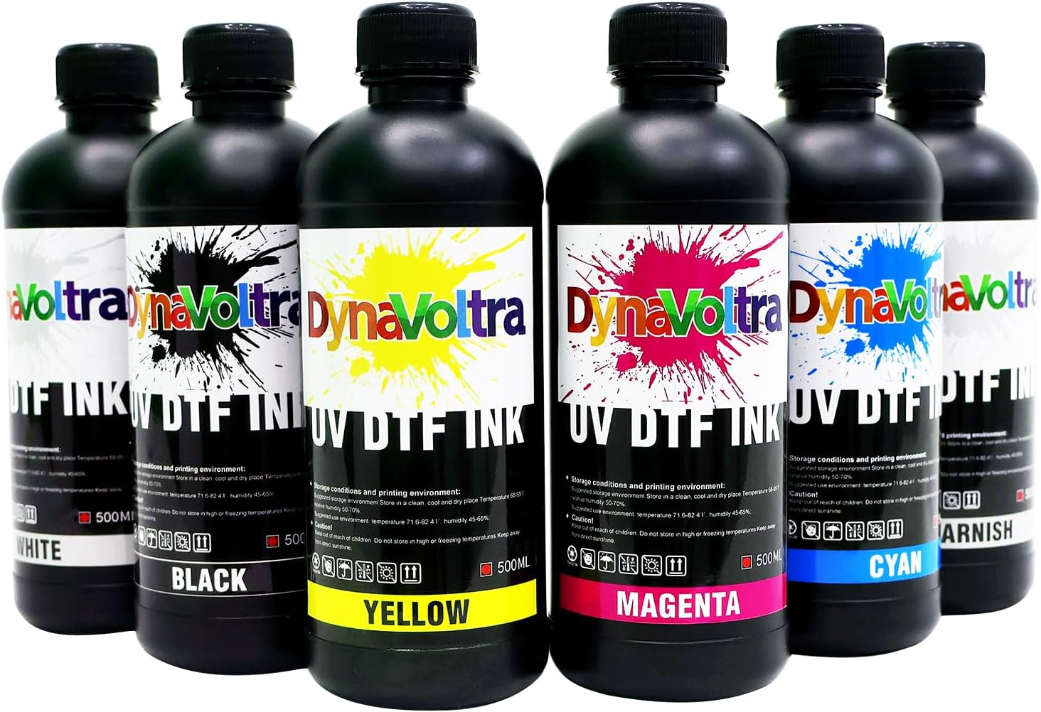6 x 500ML UV DTF Ink for UV DTF Printer – Compatible with Ep XP600 TX800 i3200 L805 1390 DX5 DX6 DX7 i1600 DX10 – Fast-Drying, Vivid Direct to Film Ink for Sticker Printing (CMYKWV)