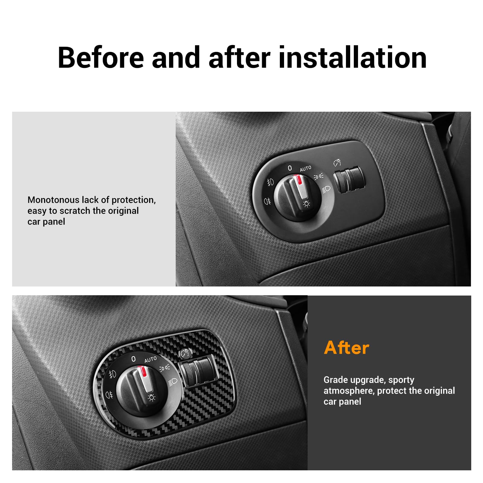 KUNGKIC Fibra Carbono Cubierta Faro para Seat León Mk2 1P 2005-2012 | Fibra de carbono, Accesorios decorativos interior, Incluye regalo