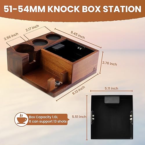 Miniatura 2 de Knock box - Organizador de accesorios para máquina de café molido, portafiltro, apisonamiento y soporte distribuidor con cepillo de limpieza