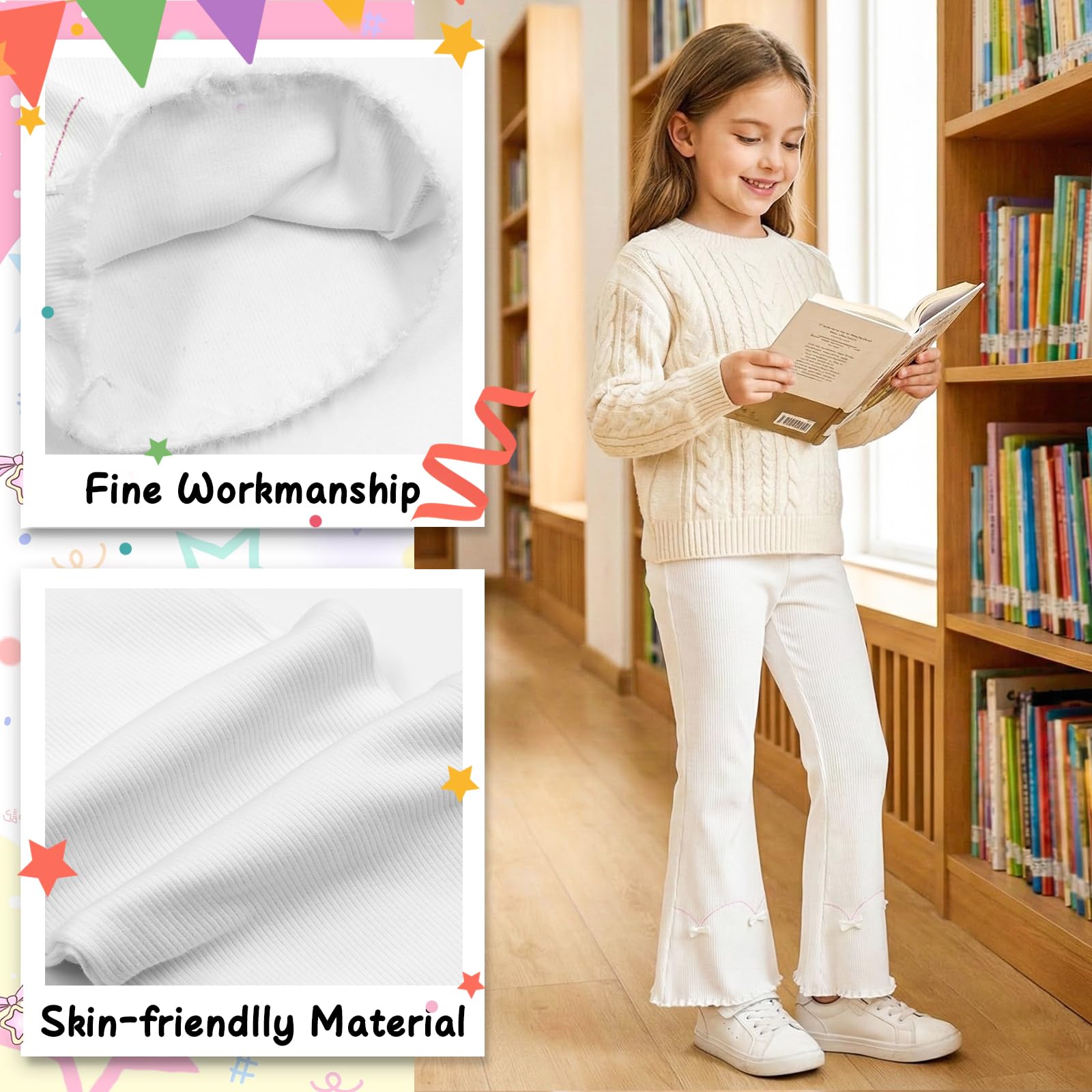 Leggings Acampanados para Niñas Algodón Bootcut Elásticos Pantalones Acampanados Largos Campana Pantalón Cintura Alta Mallas Yoga Ocio Correr Primavera Otoño para Infantiles 3-11 años
