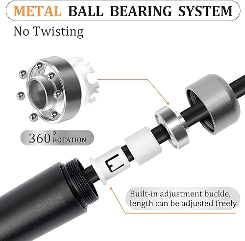 Miniatura 2 de Cuerdas de salto con peso de 1 libra para fitness, mujeres y hombres, rodamiento de bolas sin enredos, cuerda de saltar de velocidad rápida con