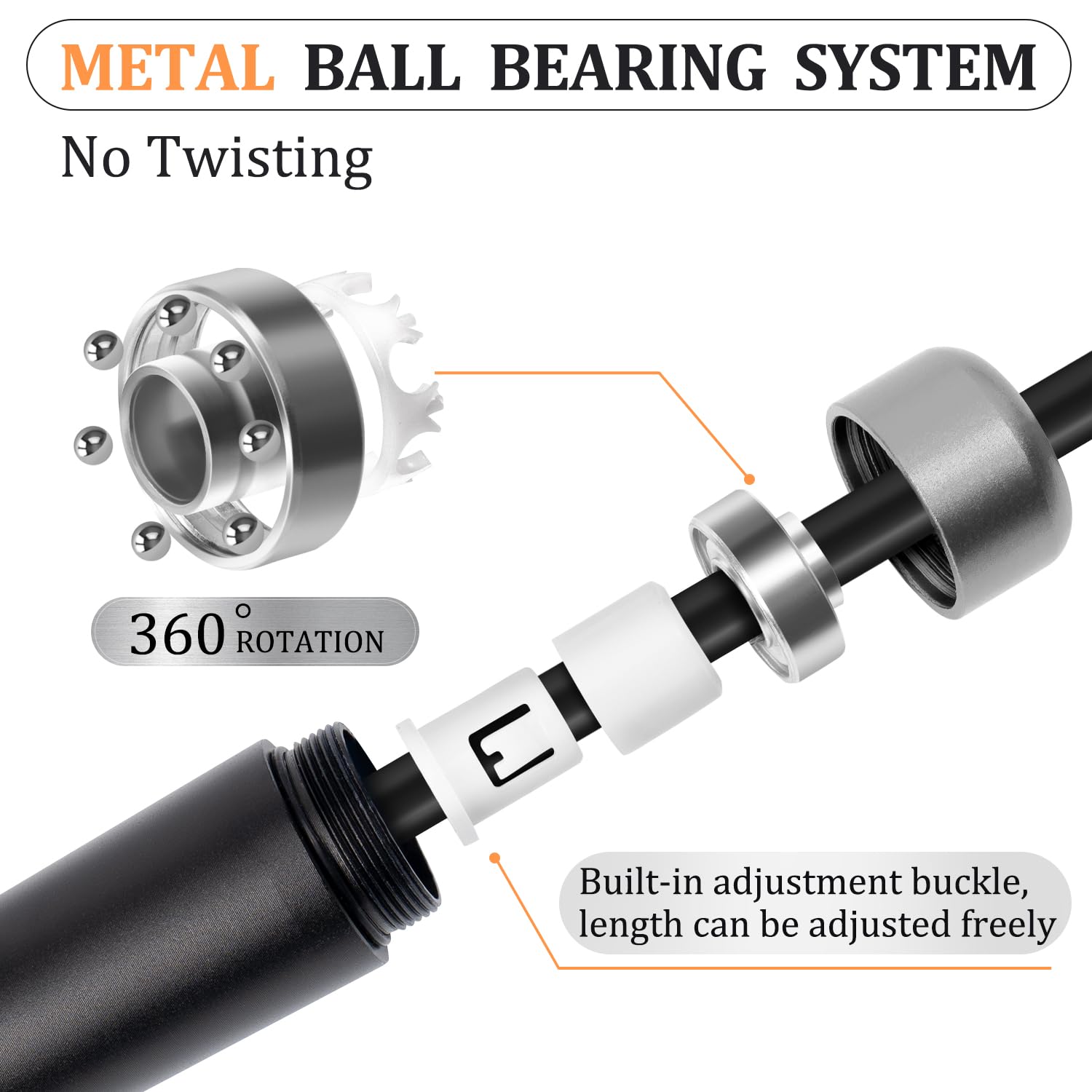 Mangodan 1LB Weighted Jump Ropes for fitness Women Men, Tangle-Free Ball Bearing Rapid Speed Skipping Jump Rope with Adjustable 9mm Cotton & PVC Cord, Aluminum Handles for MMA, Boxing, CrossFit, Weight-loss Workouts?Black