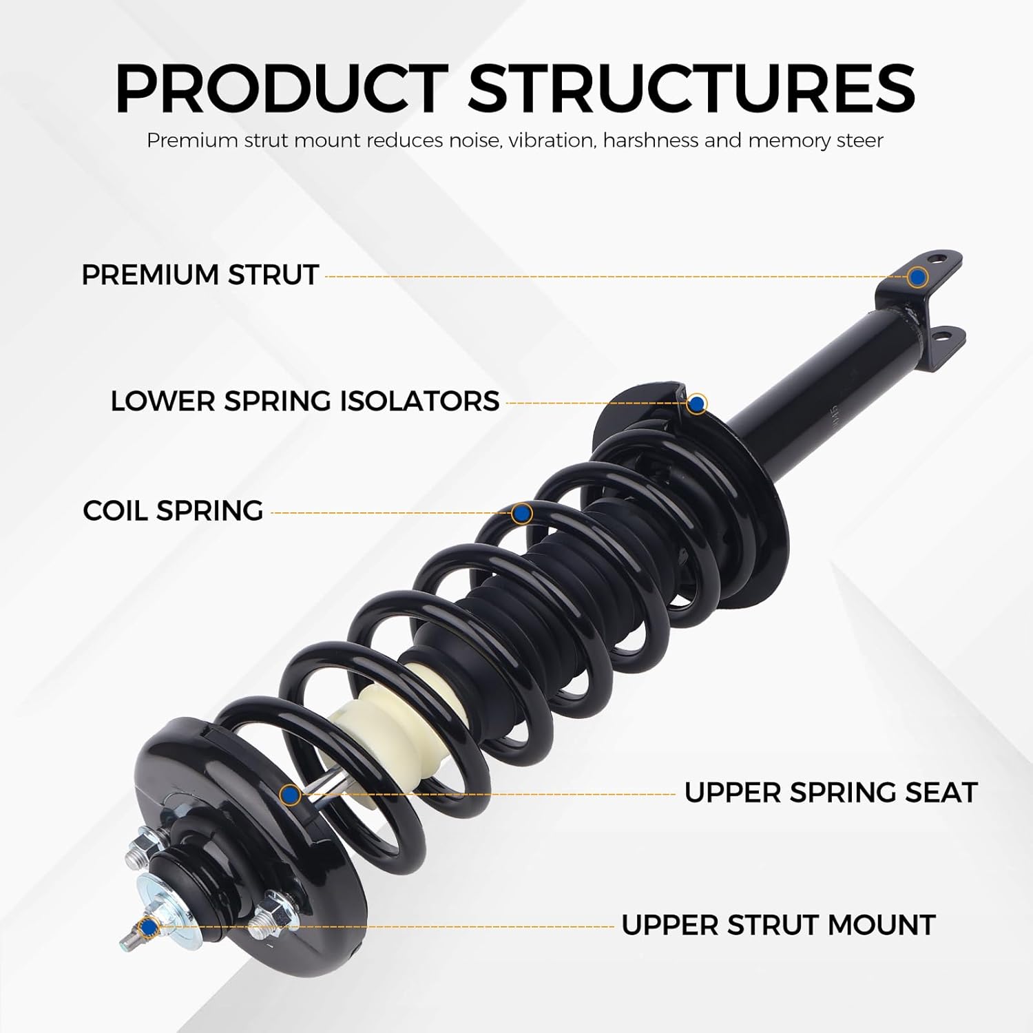 PAROD Shock Absorber Strut Fit for Honda Accord 2008-2012 Rear w/Coil Spring Assembly Replace#172563-2PCS