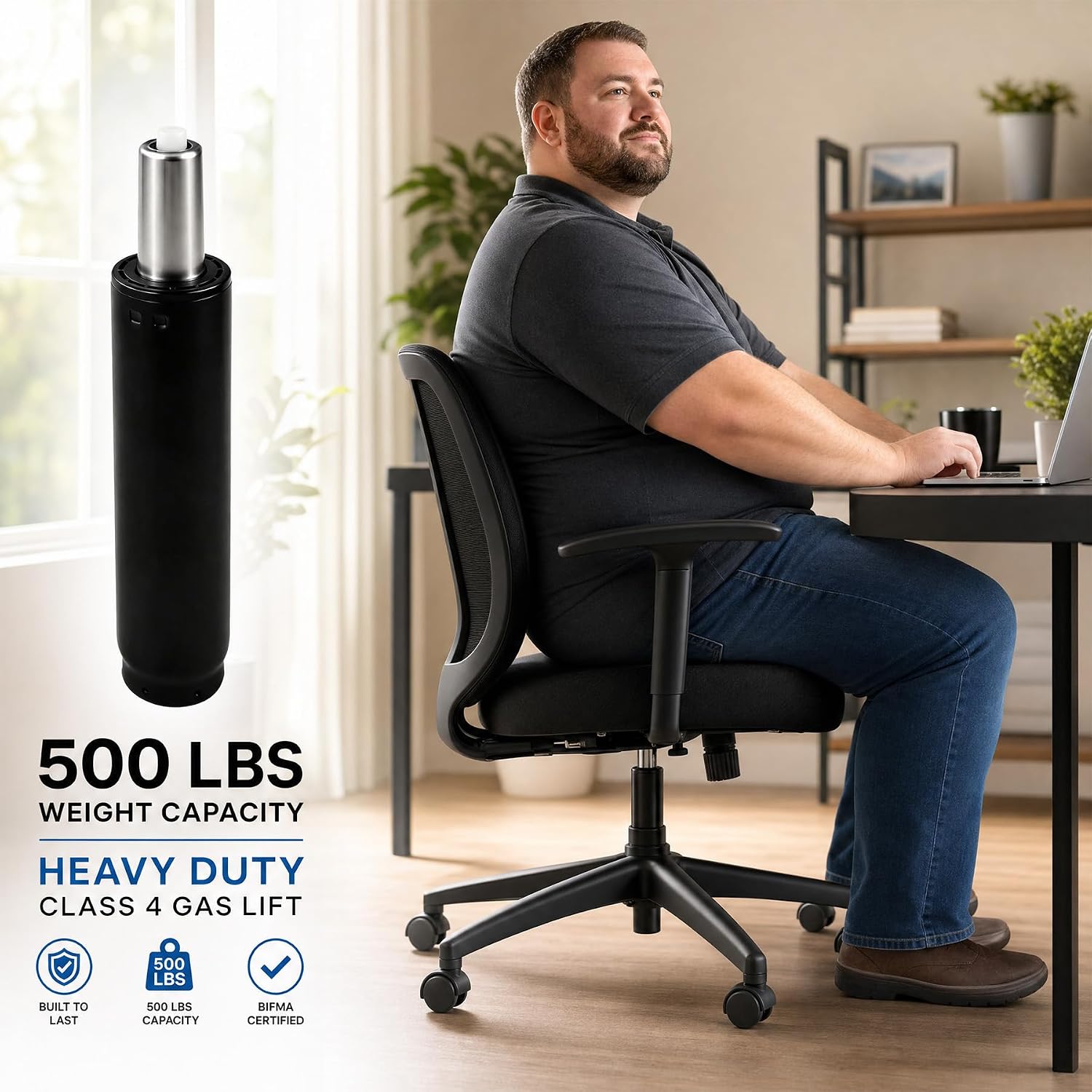 Office Chair Gas Cylinder Dental Class 4 Chair Gas Lift Universal Size Fits Most Chairs Accessories Extendable 7.2in Heavy Duty Class Lift Hydraulic/Pneumatic Piston（Black）