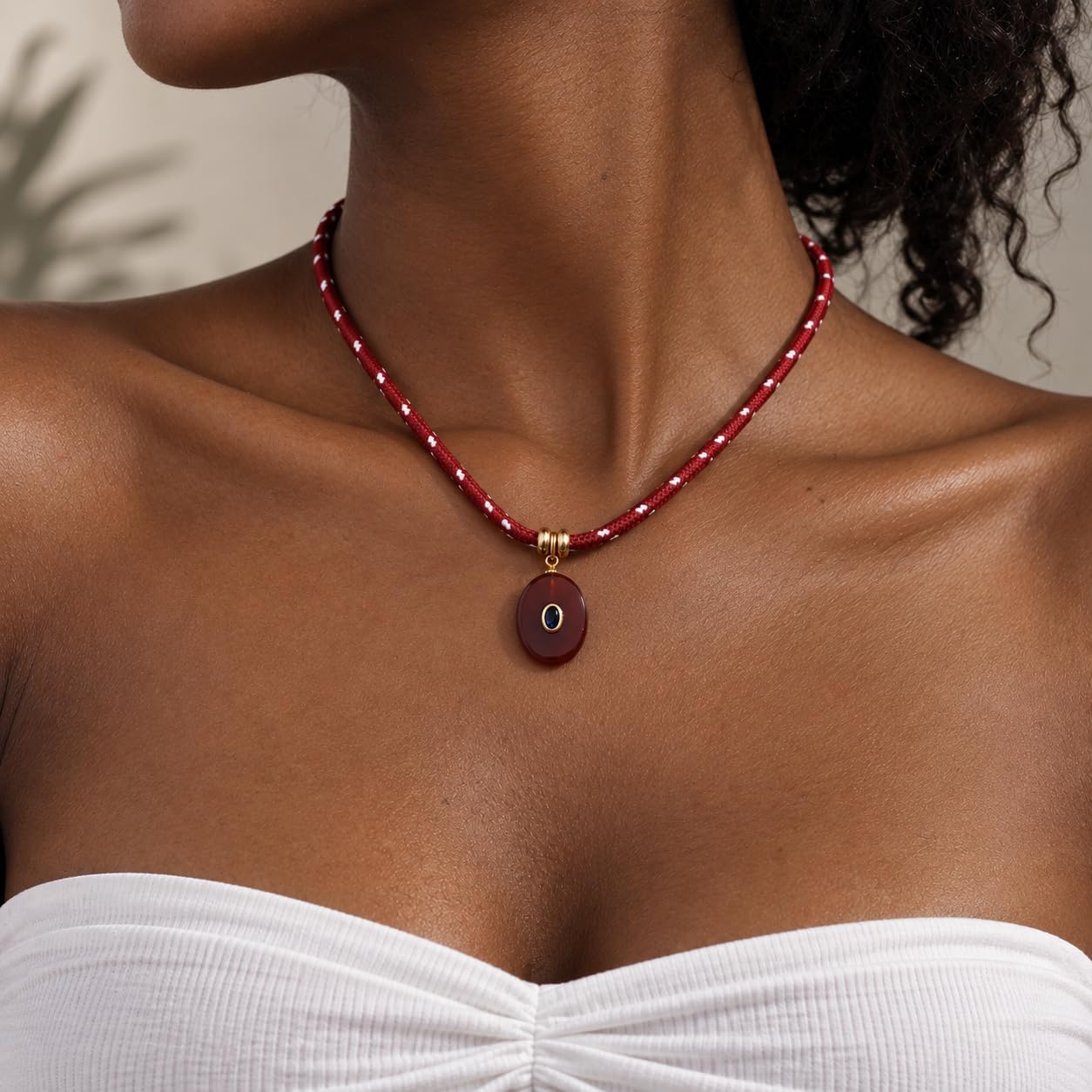 Paracord Rope Cord Necklace for Women Trendy Natural Stone Charm Jewelry