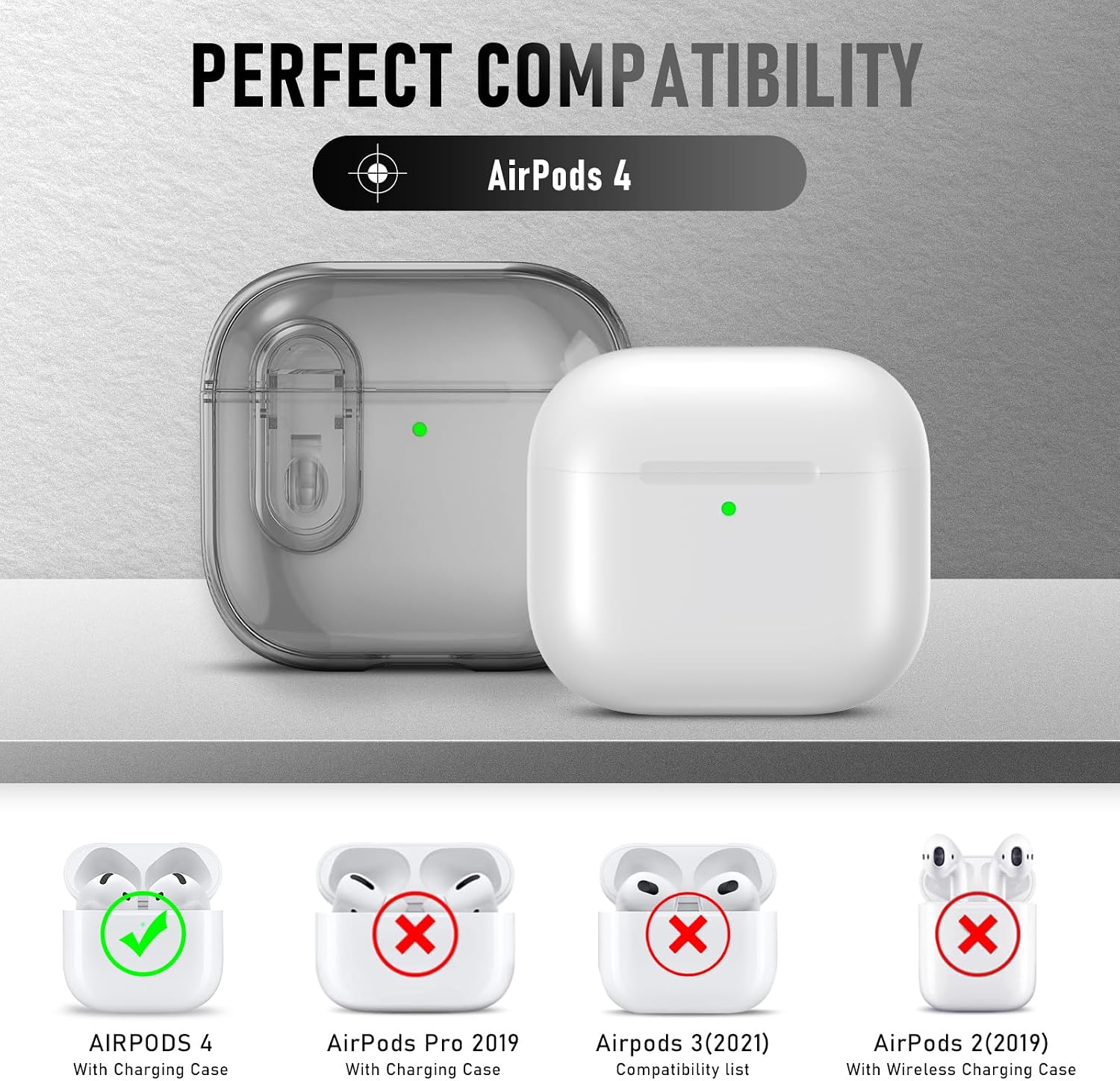 Maxjoy for Apple Airpods 4th Generation Case Cover(2024), Silicone Case with Cleaner Kit & Keychain Compatible with Airpods 4 case for Women,Men image 3