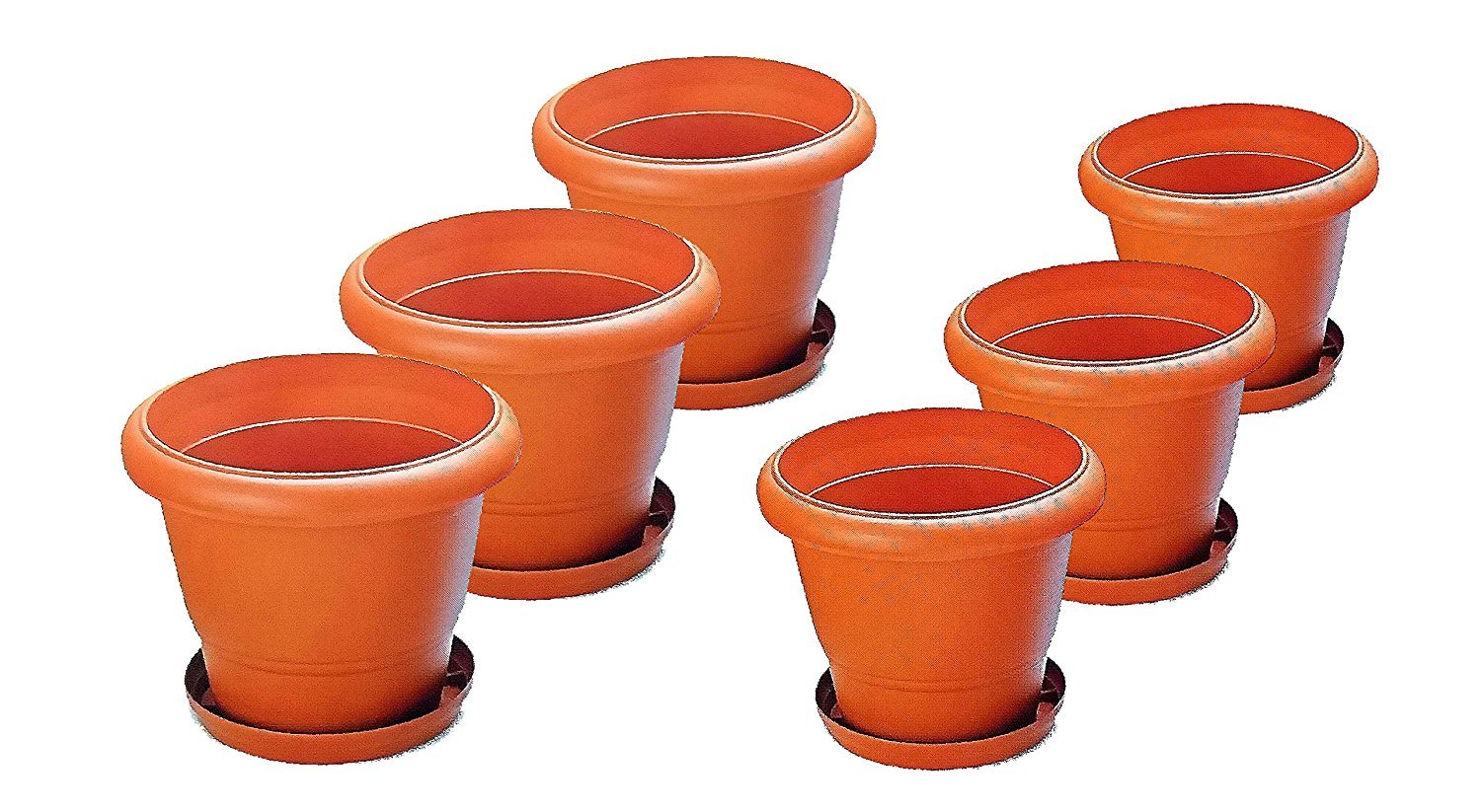 SPHINX Small Terracotta Colored Nursery Pots Planters with trays - (6 inches)- Set of 12 ( 6 pots + 6 trays)