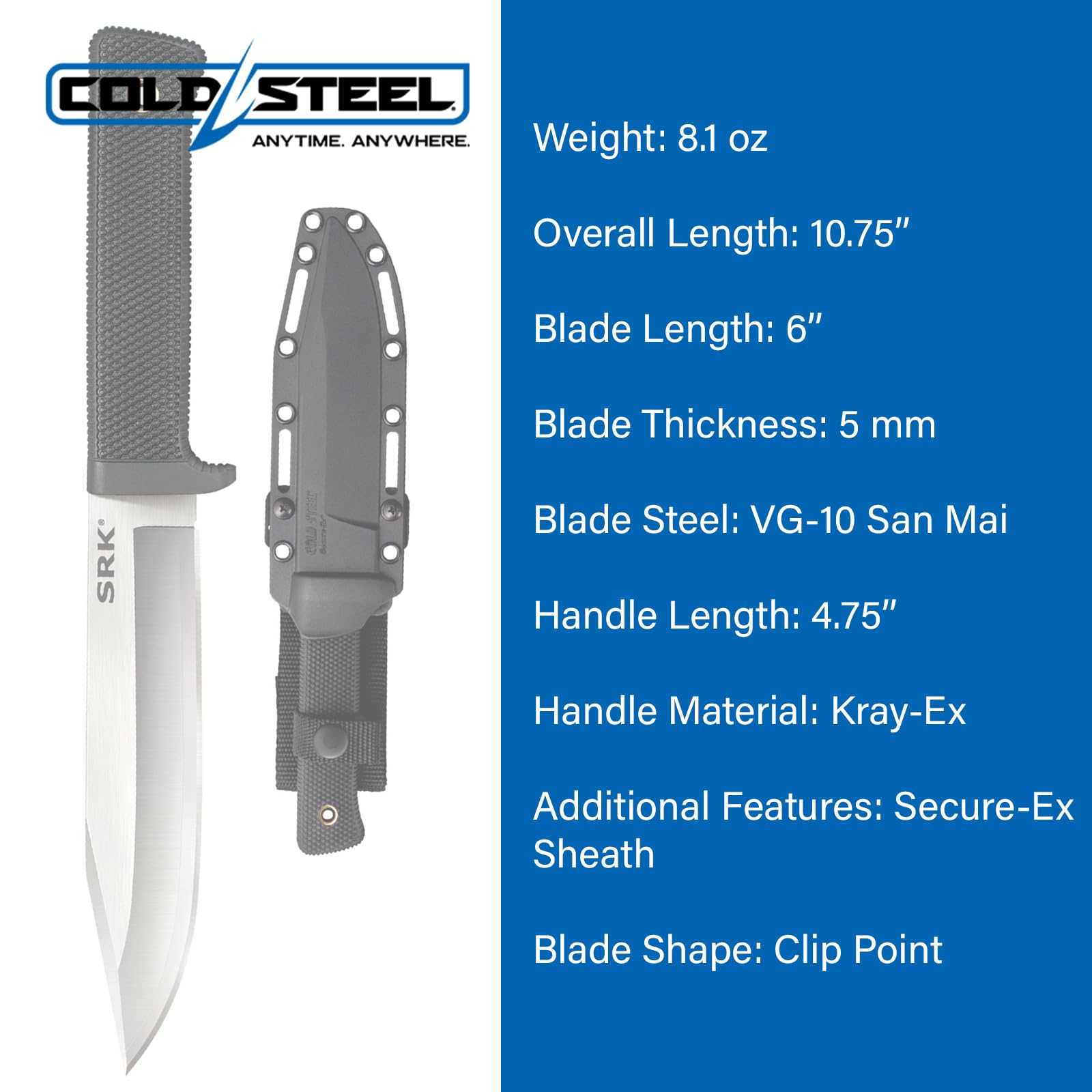 Cold Steel Srk, VG10 San Mai, srebrny