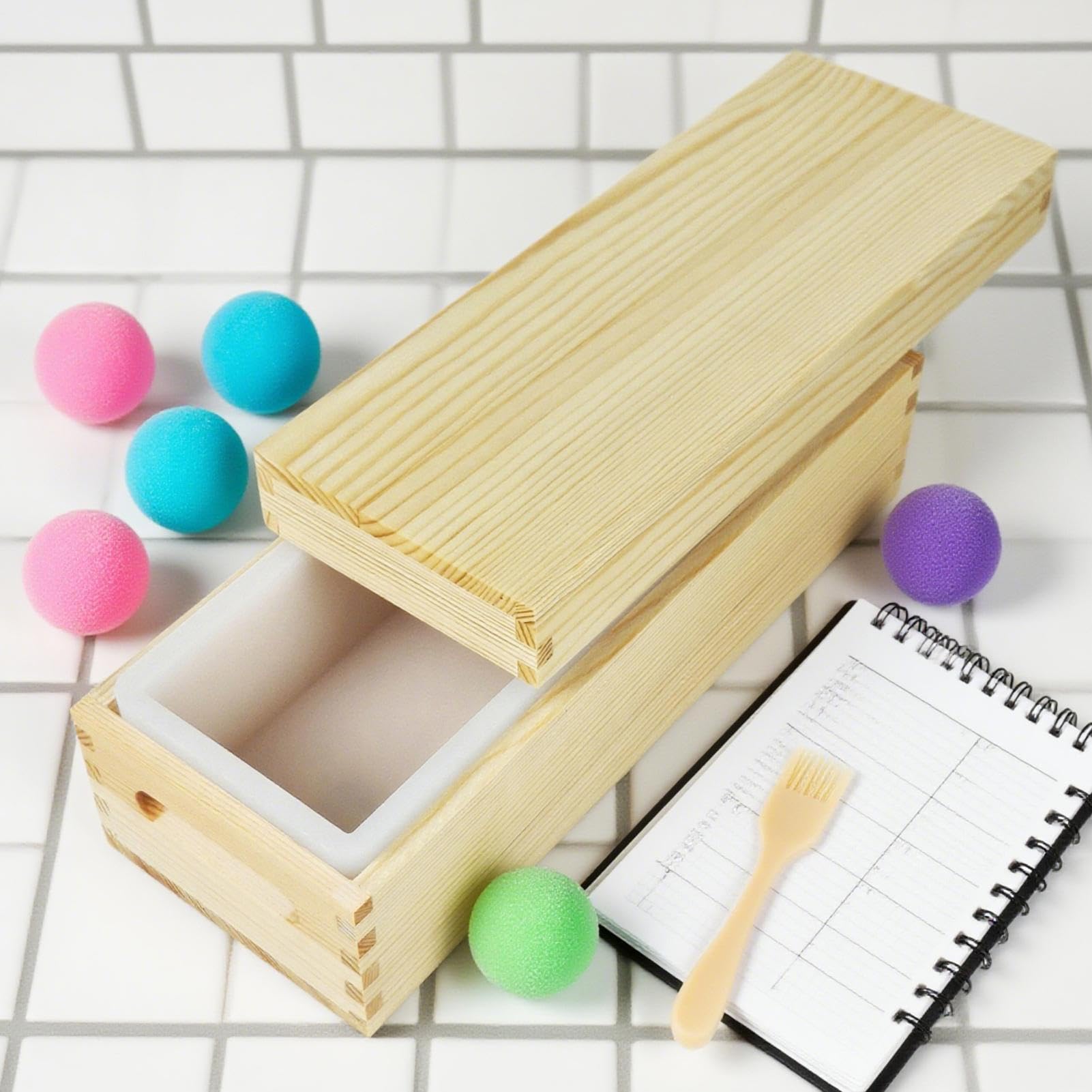Moldes De Jabón 1300 Ml Antiadherentes Y Fácil Desmoldeo En Manualidades | Molde Rectangular Flexible De Silicona Con De Madera Para Jabón Para Chocolate, Pasteles Y Pudín Hechos A Mano
