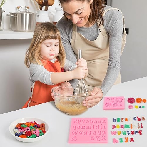 Miniatura 7 de Molde de silicona con letras del alfabeto, moldes de números en forma de corazón de rosa, molde para pasteles para hornear gomitas, fabricación de