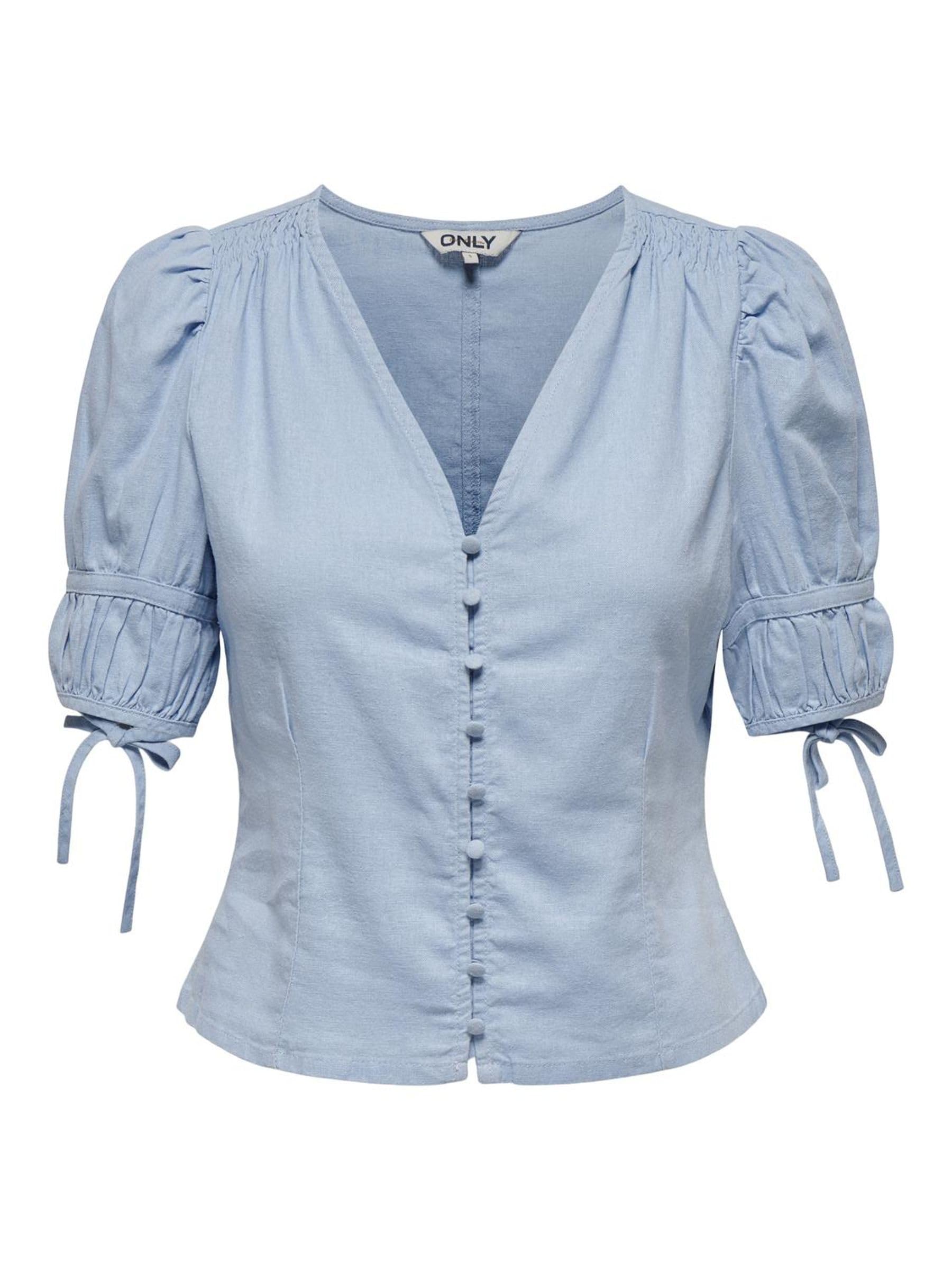 Only Top de mujer corte normal cuello en V mangas abullonadas Top