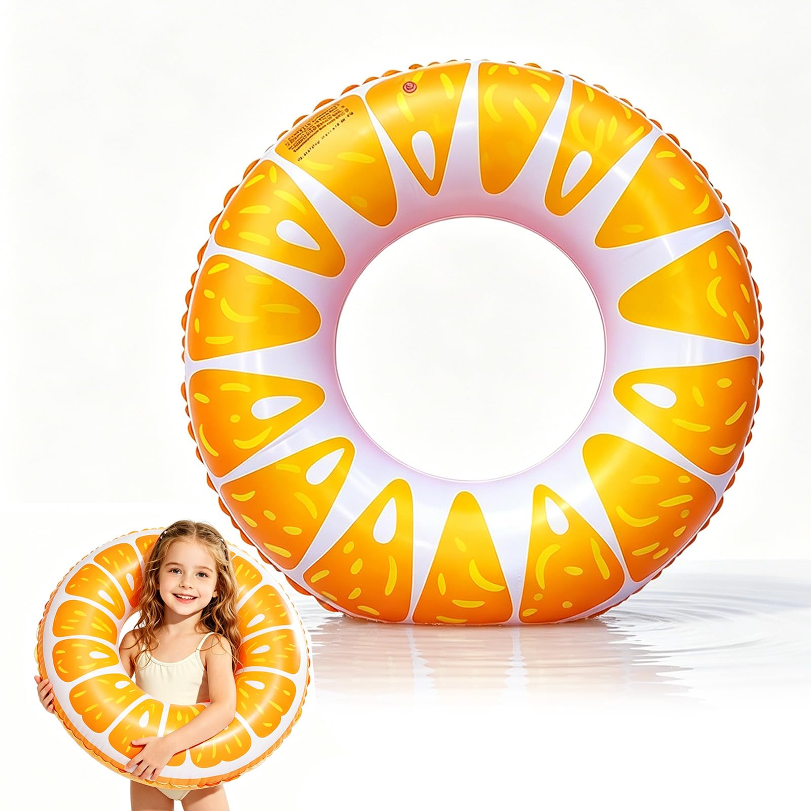 Swimming Ring Inflatable Rubber Rings for Kids Adults, 70/90cm Fruit Inflatable Pool Ring Floaties Swim Rings Water Float (Orange, 70CM)
