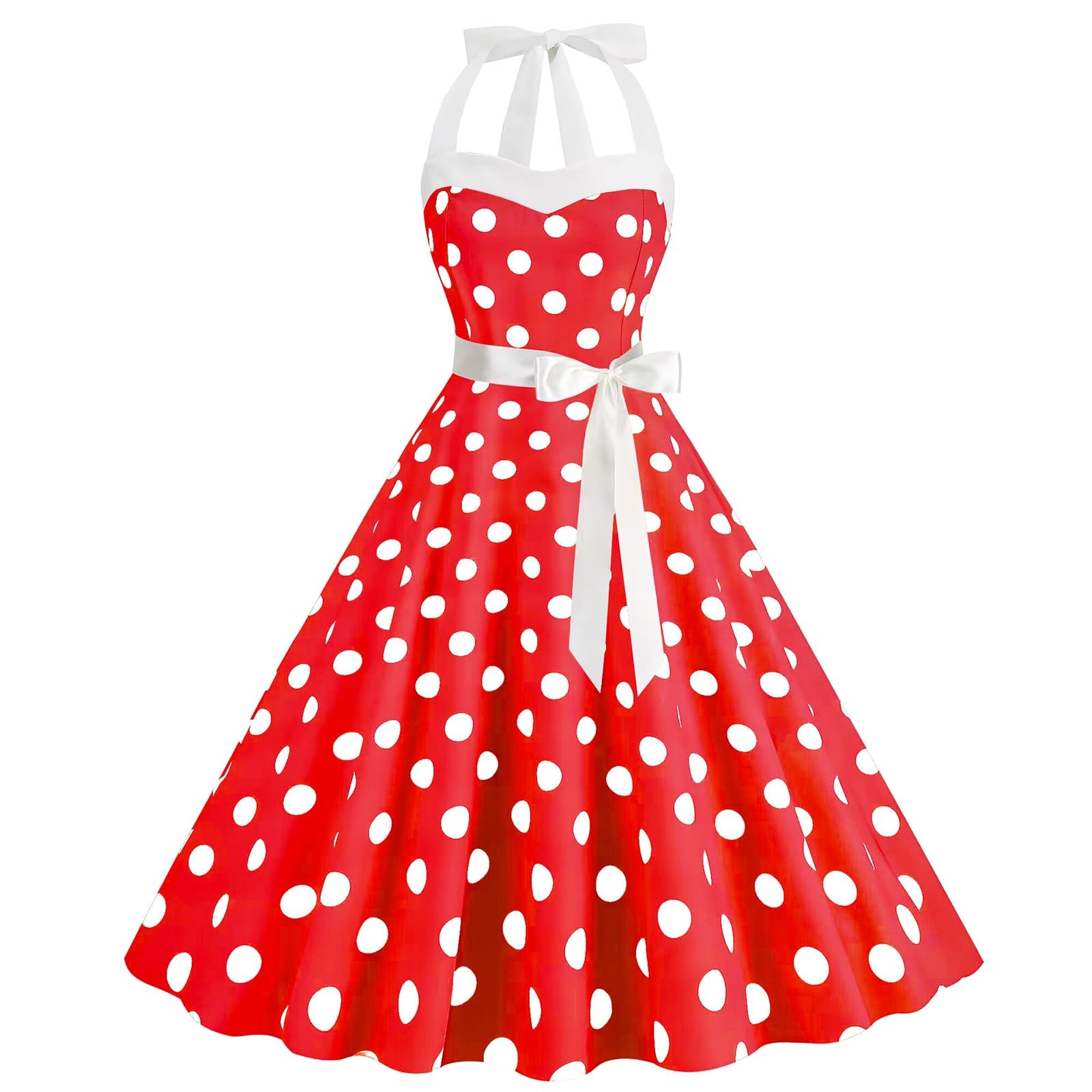 Generico Abito da Donna Anni '50 a Pois Vintage Anni '50, Cocktail Party, Abito da Sera per Adulti