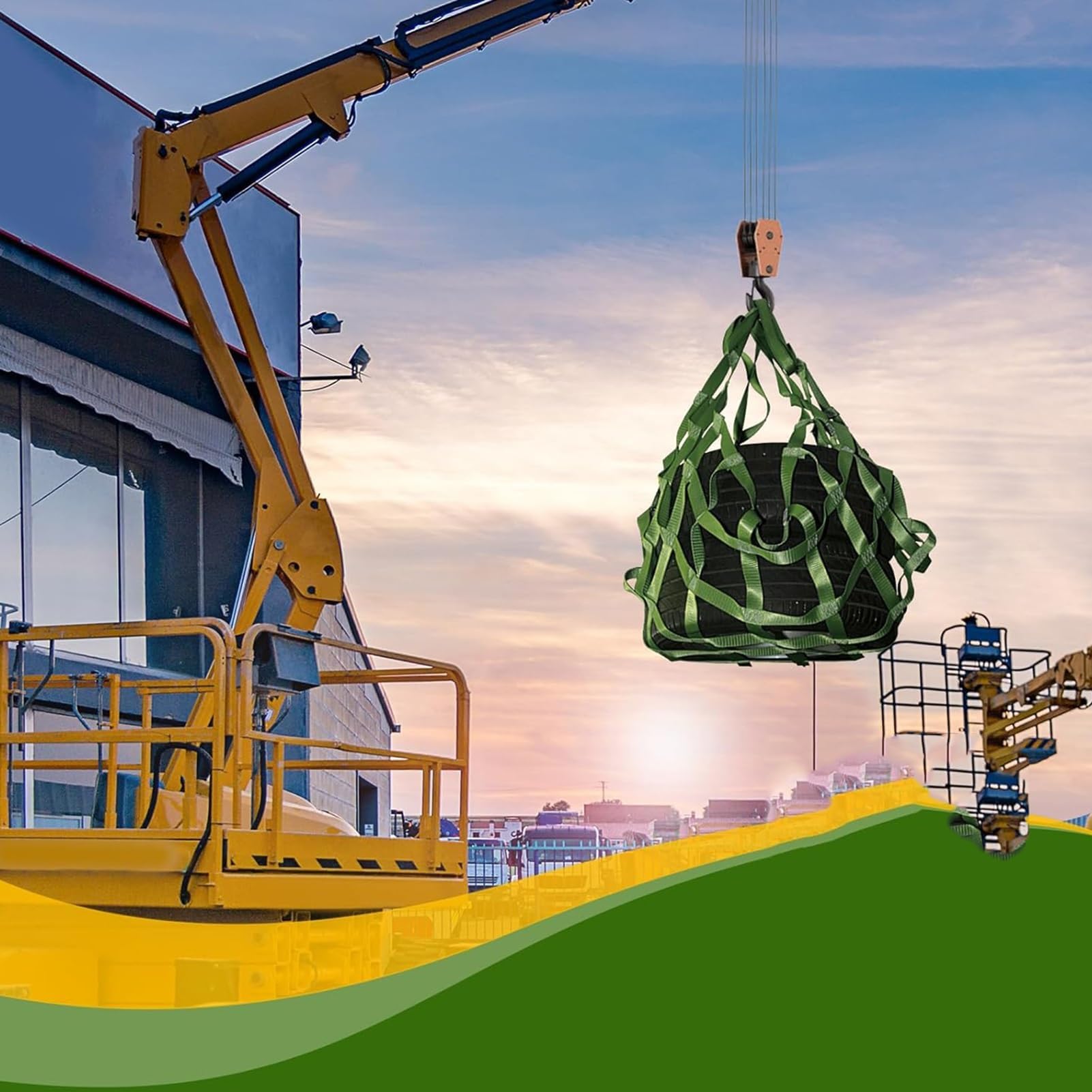 Fracht-Hebegitter, Ladungssicherungs-Zurrnetz mit verstellbaren Gurten und Hebenetz in Mehreren Größen(1 X 1M/Mesh 10cm/Load 2t)