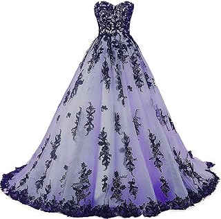 Vintage Gothic Black Lace Ball Gown Long Prom Dresses Wedding Gowns
