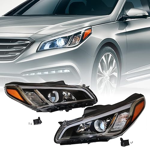 Gdrasuya10 Conjunto de faros halógenos para 2015 2016 2017Hyundai Sonata izquierda conductor y pasajero derecho faro delantero faro delantero