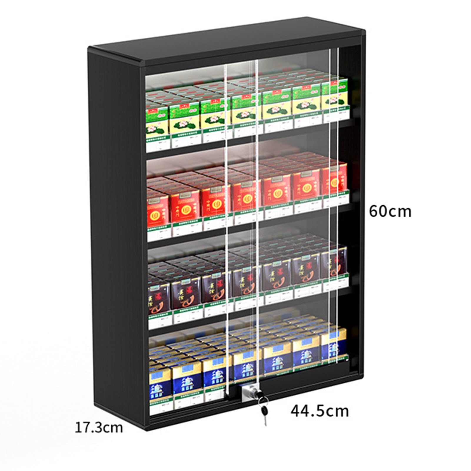 Expositor de cigarrillos, estantes de exhibición para tiendas minoristas, supermercados y mercados, vitrina de exhibición de cigarrillos de pared, organizador d,Black-17.52x6.81x23.62in/44.5x17.3x60CM