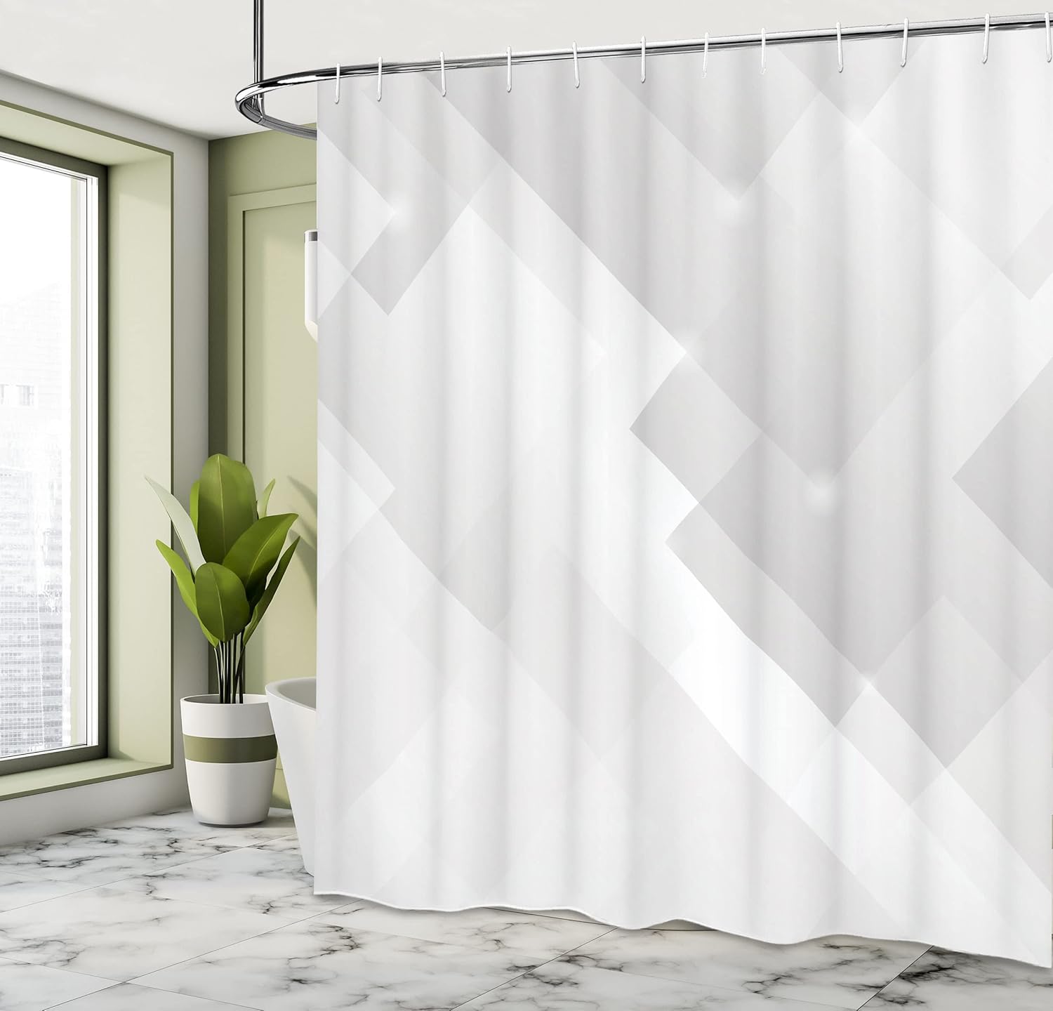 Ambesonne Grey Shower Curtain, Abstract Soft Tones Featured Perspective Stripes Reflection Rays Artisan Art Print, Cloth Fabric Bathroom Decor Set with Hooks, 69" W x 70" L, Cloud