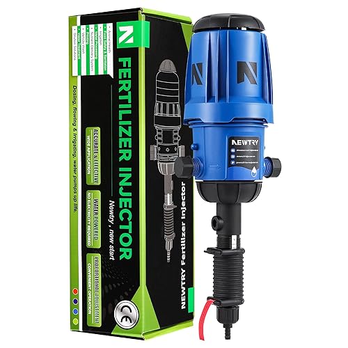 NEWTRY Fertilizer Injector for Drip Irrigation, 0.4%-4% Adjustable Dosing Pump,