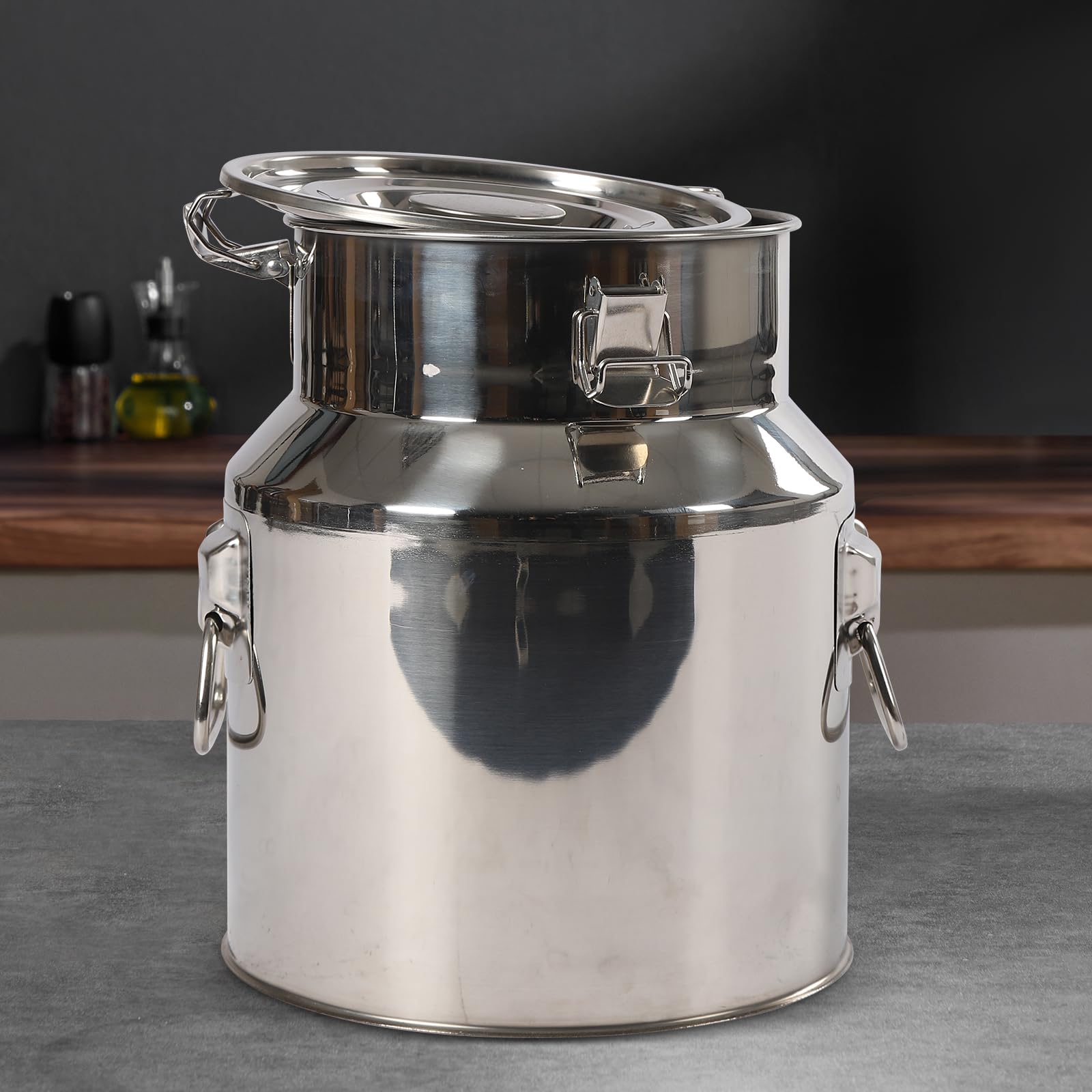 Jarra de leche de acero inoxidable 201, hermética, con 1 bolsa de transporte de vino, cubo de leche, jarra de té, bidón de té, multifuncional, con junta de silicona, resistente (14 L)