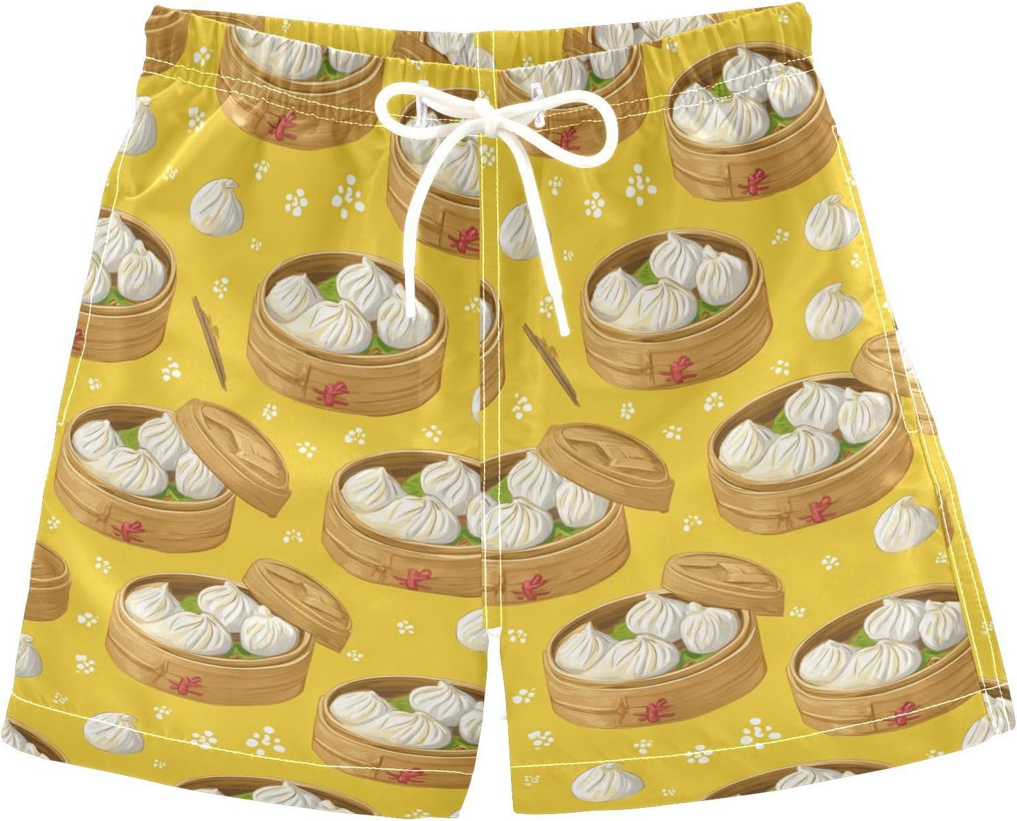 Boccsty Dumpling Yellow Polka Dots Boys Swim Trunks Baby Kids Swimwear Summer Toddler Beach Board Shorts Bathing Suit 2T