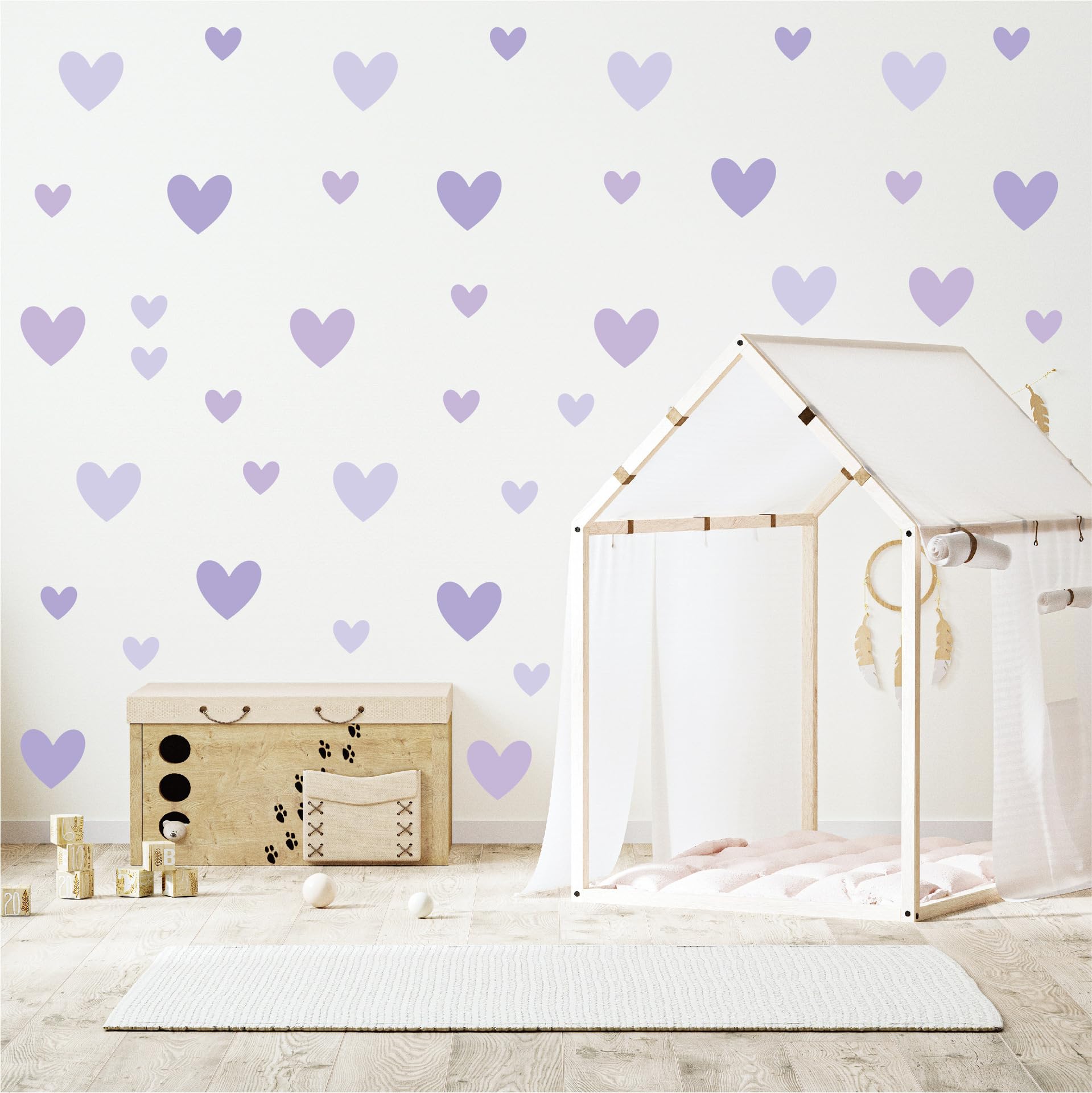 Purple Heart Wall Stickers 10 Sheets/170 Pcs Cartoon Love Wall Decals for Room Office Bedroom Living Cute Decor Peel and Stick Art Sticker Murals Ins Wind Sticker Waterproof Vinyl Walles Decal