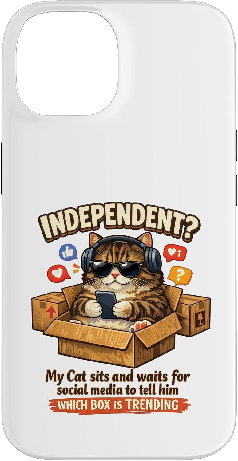 Funny Cat Social Media Trend Follower Box Lover Design Case for iPhone 14