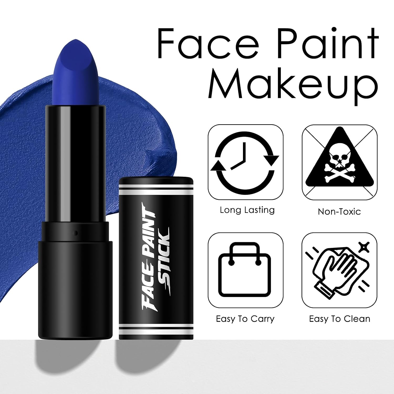 2pcs Royal Blue Face Body Paint Stick, Blue Matte Lipstick Eyeblack image 2