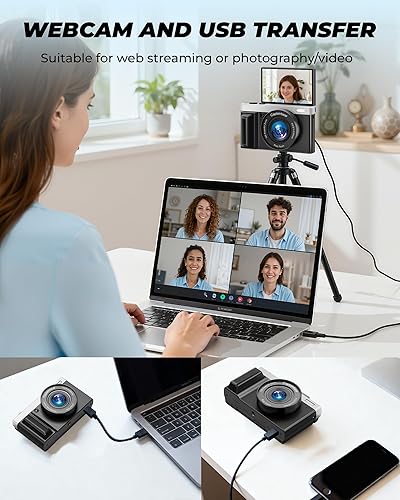 Miniatura 8 de Cámaras digitales 4K para fotografía, cámara de vlogging con autoenfoque de 64 MP para YouTube Cámara de video con pantalla abatible de 180, zoom