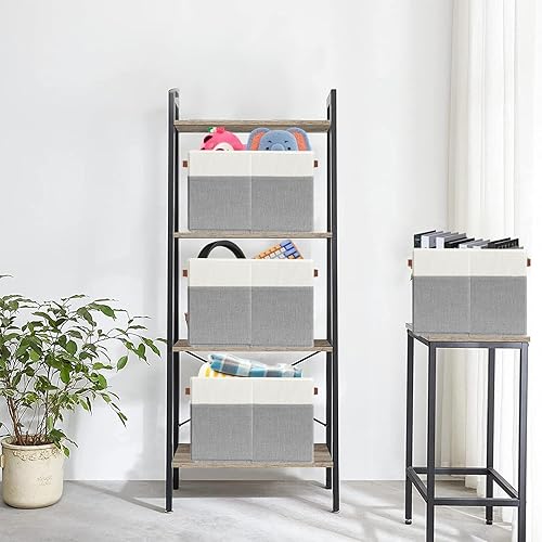 Miniatura 7 de SNWDN Paquete de 6 cestas de almacenamiento de tela para organizar contenedores plegables de tela con asas, para organización del hogar y la oficina