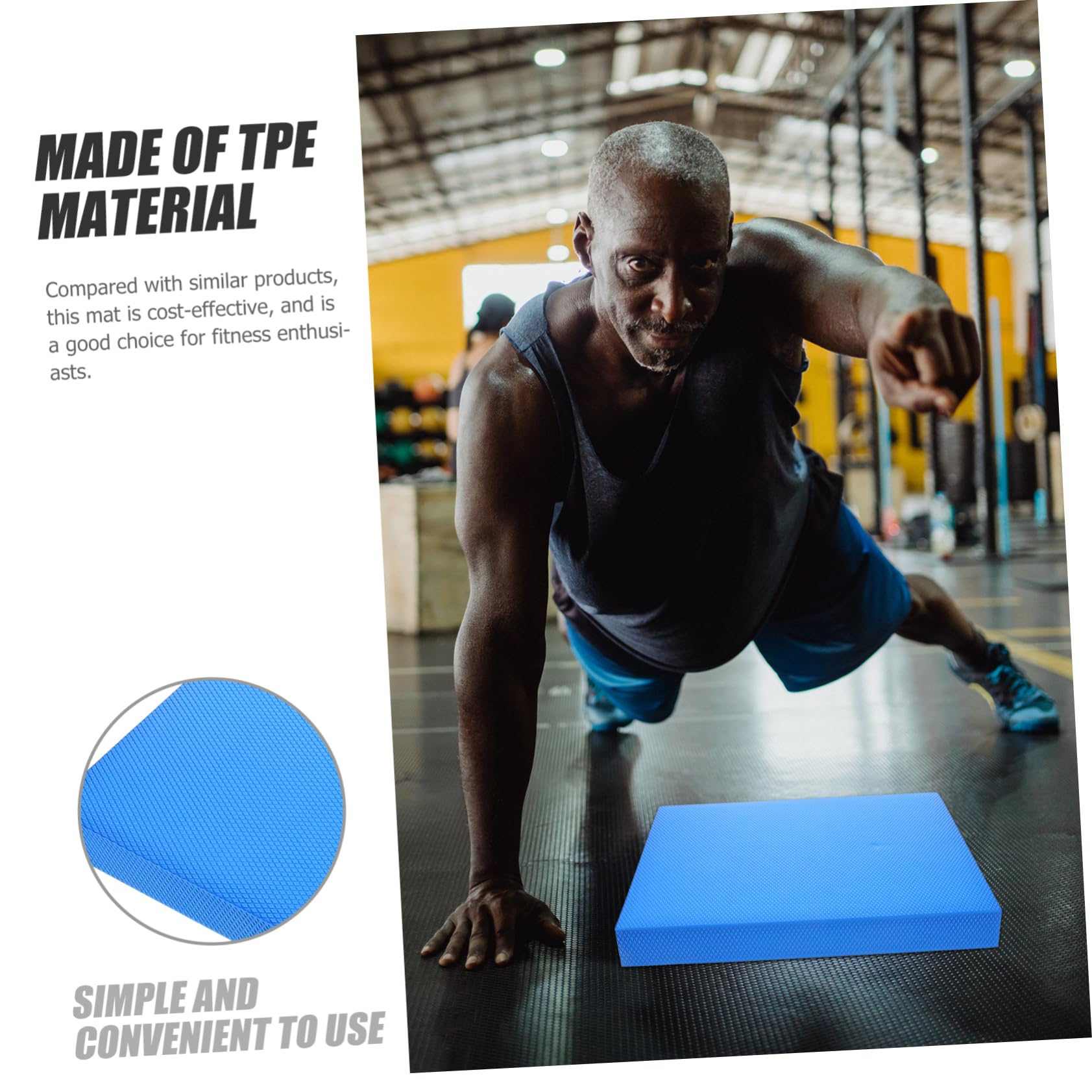 Toyvian Tappetino in Tpe Blu per Yoga e Allenamento, Cuscino Antiscivolo per Ginocchia e Gomiti, Facile da Arrotolare, per Stretching e Ufficio