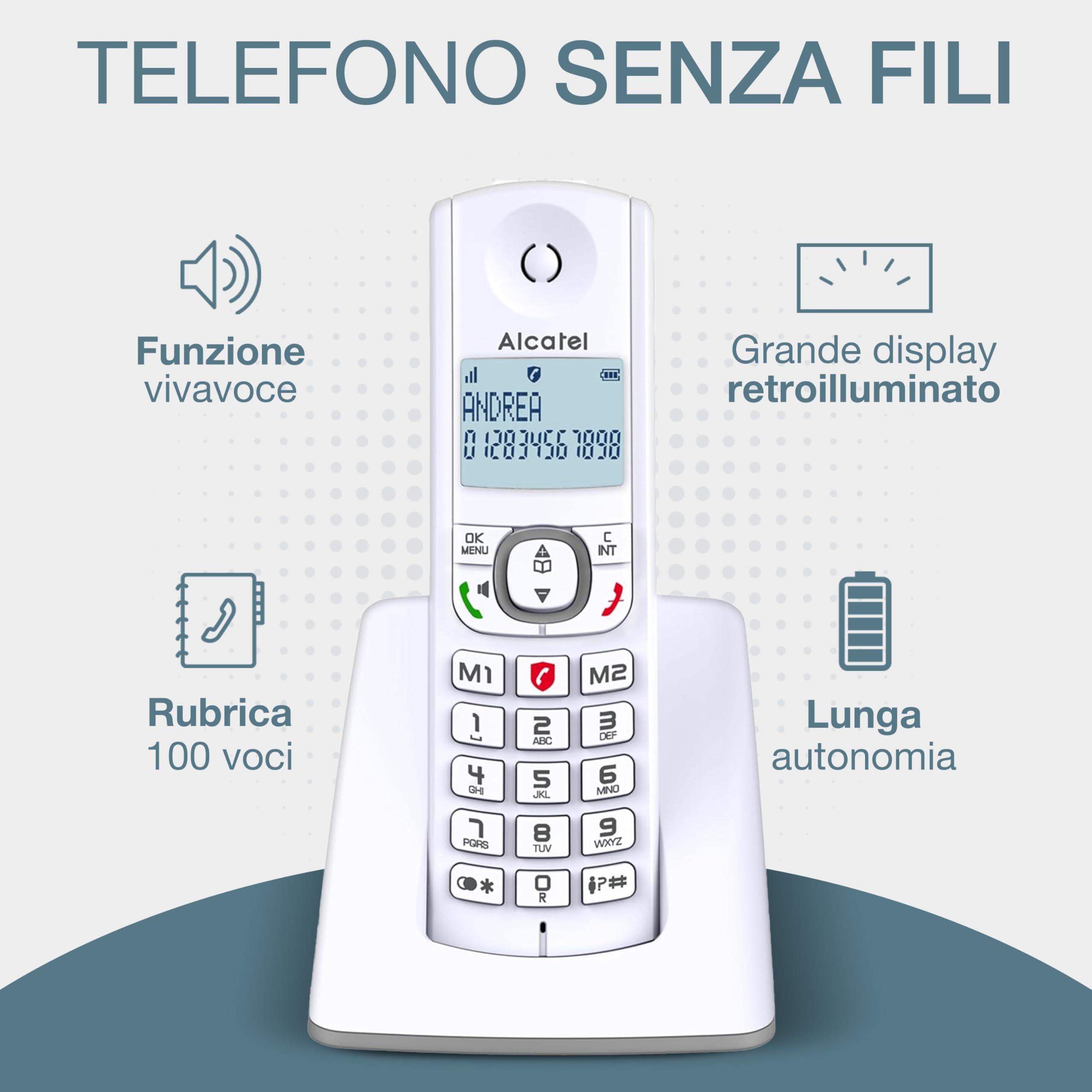 Alcatel E160 Duo - Telefono Cordless DECT Con Display Retroilluminato, Blocco Chiamate E 50 Contatti, 2 Portatili Neri - 4
