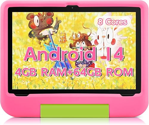 Tableta para niños de 10 pulgadas, dispositivo Android 14 para niños pequeños, Octa-Core, 64GB, 5000mAh, WiFi 6 2.45GHz, pantalla IPS HD,